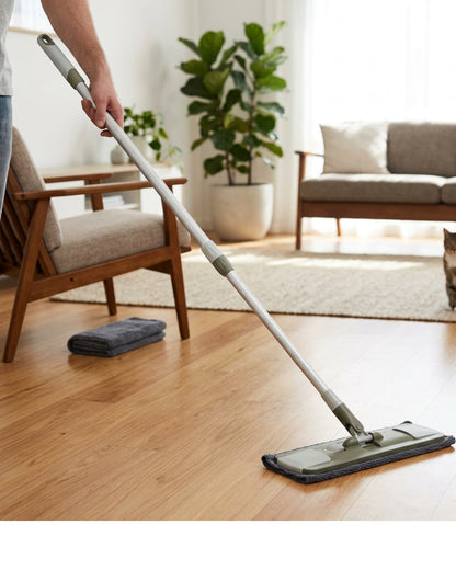 Zolan Telescopic Flat Mop 45 cm with 3 Pads Olive Gray - Lifestyle view
